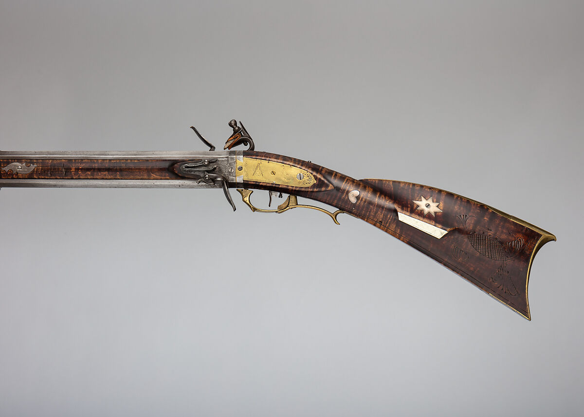 Flintlock Swivel-Breech Longrifle, David Boyer (American, Pennsylvania, Manheim Township 1806–1883 Orwigsburg), Steel, wood (curly maple, hickory), brass, silver, American, Orwigsburg, Schuylkill County, Pennsylvania