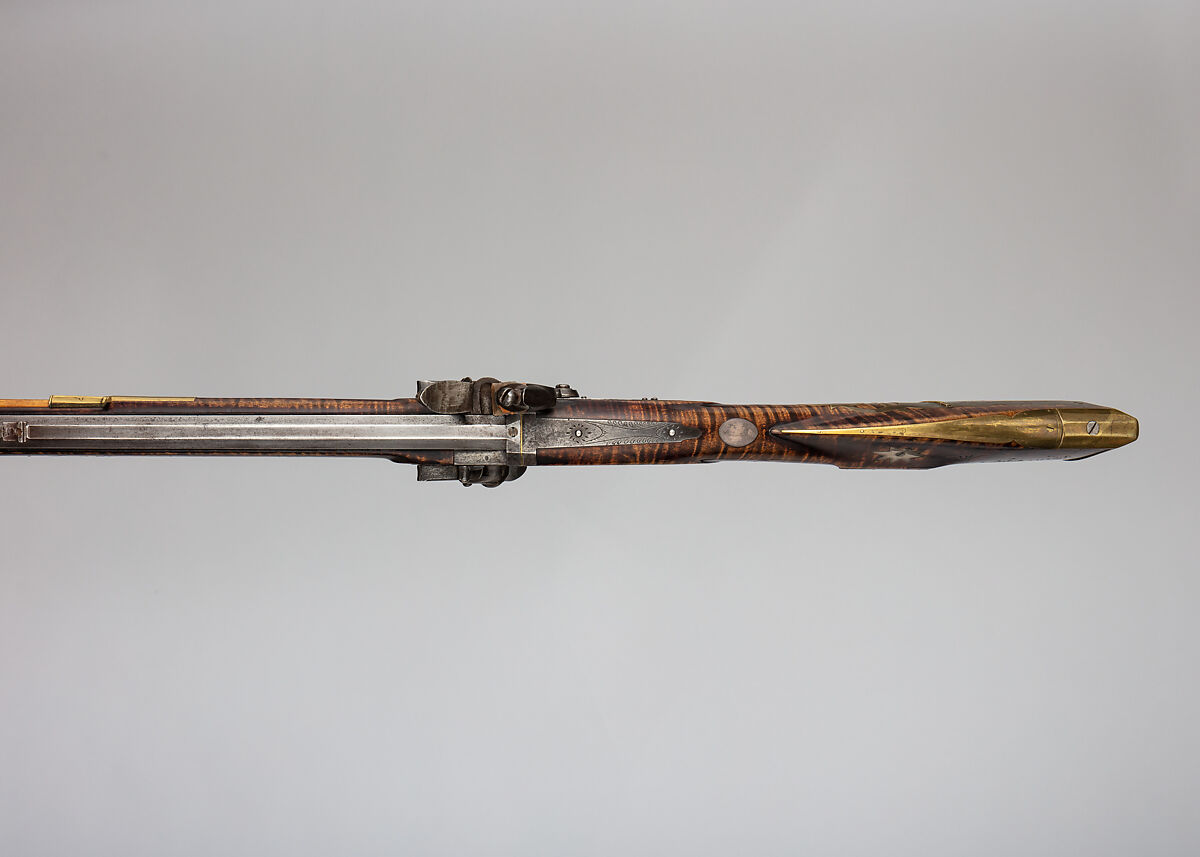 Flintlock Swivel-Breech Longrifle, David Boyer (American, Pennsylvania, Manheim Township 1806–1883 Orwigsburg), Steel, wood (curly maple, hickory), brass, silver, American, Orwigsburg, Schuylkill County, Pennsylvania