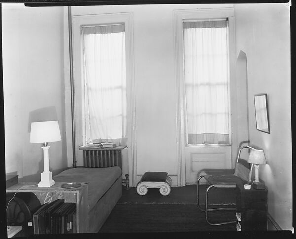 [Living Room of Walker Evans's Apartment at 441 East 92nd Street with Daybed, Ionic Capital, Music Records], Walker Evans (American, St. Louis, Missouri 1903–1975 New Haven, Connecticut), Film negative 