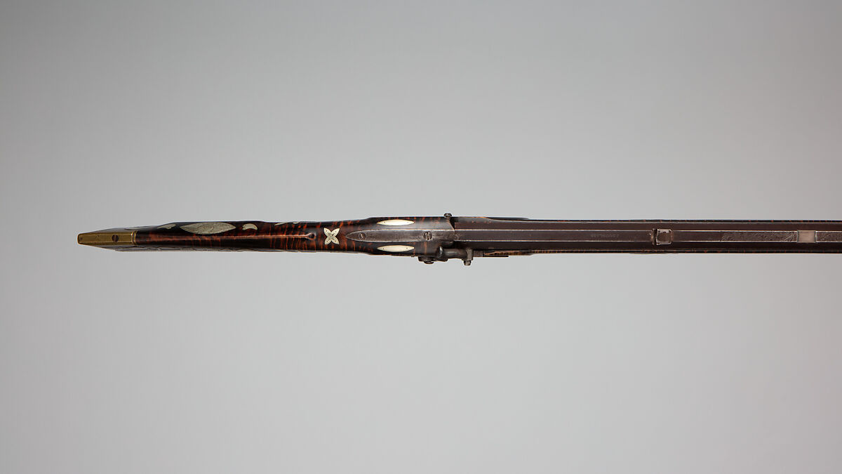 Percussion Longrifle, J. Douglass, possibly Joseph Douglass Jr. (American, Huntingdon County, Pennsylvania 1819–1880), Steel, wood (curly maple, ash), brass, silver, American, Huntingdon County, Pennsylvania