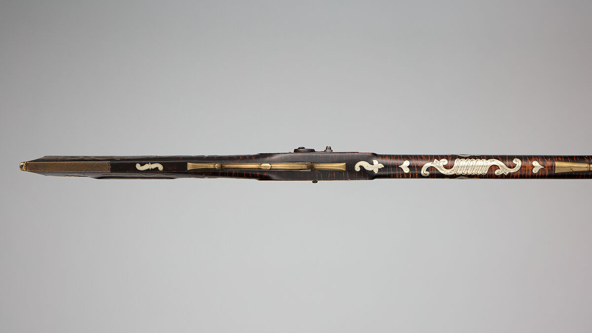 Percussion Longrifle, J. Douglass, possibly Joseph Douglass Jr. (American, Huntingdon County, Pennsylvania 1819–1880), Steel, wood (curly maple, ash), brass, silver, American, Huntingdon County, Pennsylvania