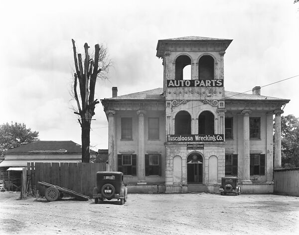 [Converted Italianate Revival House with Wrecking Company Signs on Tower, Near Tuscaloosa, Alabama], Walker Evans (American, St. Louis, Missouri 1903–1975 New Haven, Connecticut), Film negative 