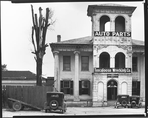 [Converted Italianate Revival House with Wrecking Company Signs on Tower, Near Tuscaloosa, Alabama], Walker Evans (American, St. Louis, Missouri 1903–1975 New Haven, Connecticut), Film negative 