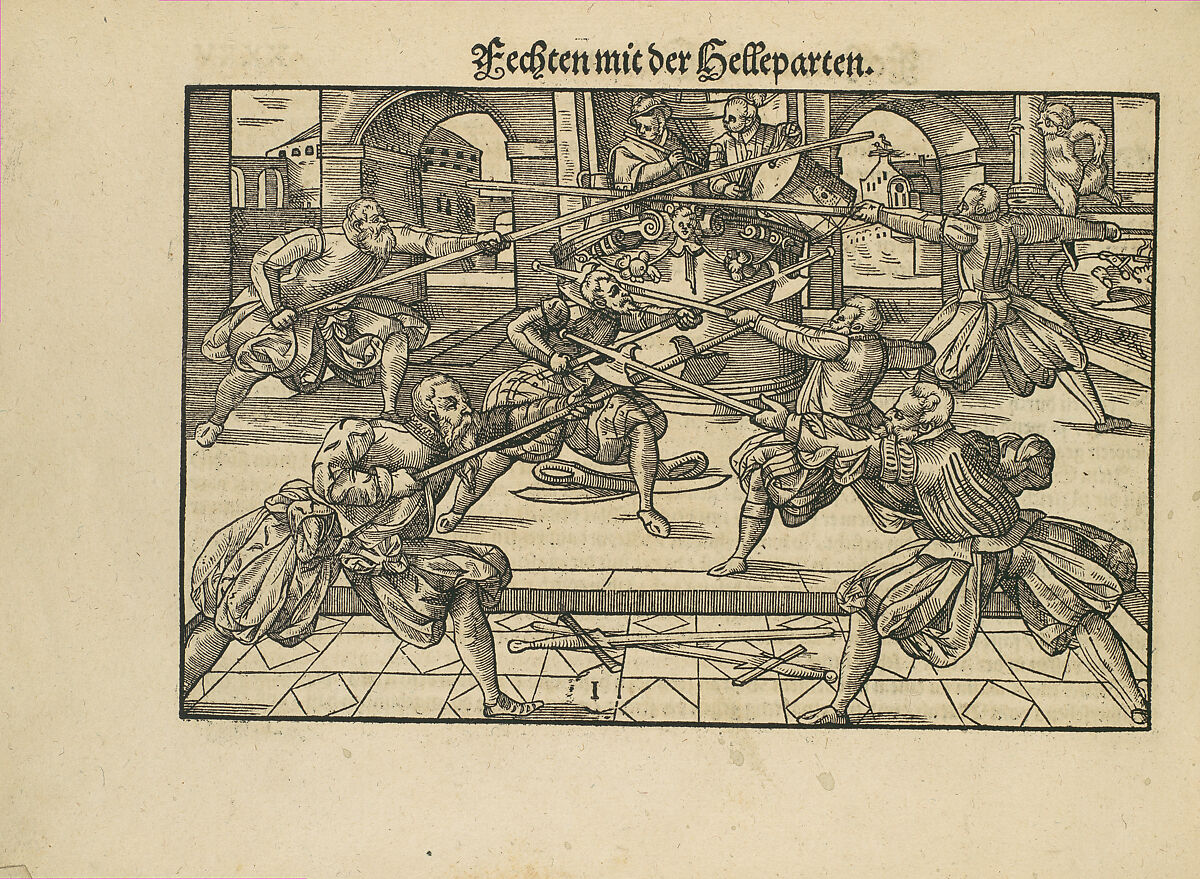 Gründtliche Beschreibung der freyen ritterlichen unnd adelichen Kunst des Fechtens in allerley gebreuchlichen Wehren mit vil schönen und nützlichen Figuren gezieret und fürgestellet (A Thorough Description of the Free Knightly and Noble Art of Fencing, in All the Typical Guards, Adorned and Arranged with Many Beautiful and Useful Figures), Joachim Meyer (German, active 16th–17th century), Ink, paper, German, Strasbourg