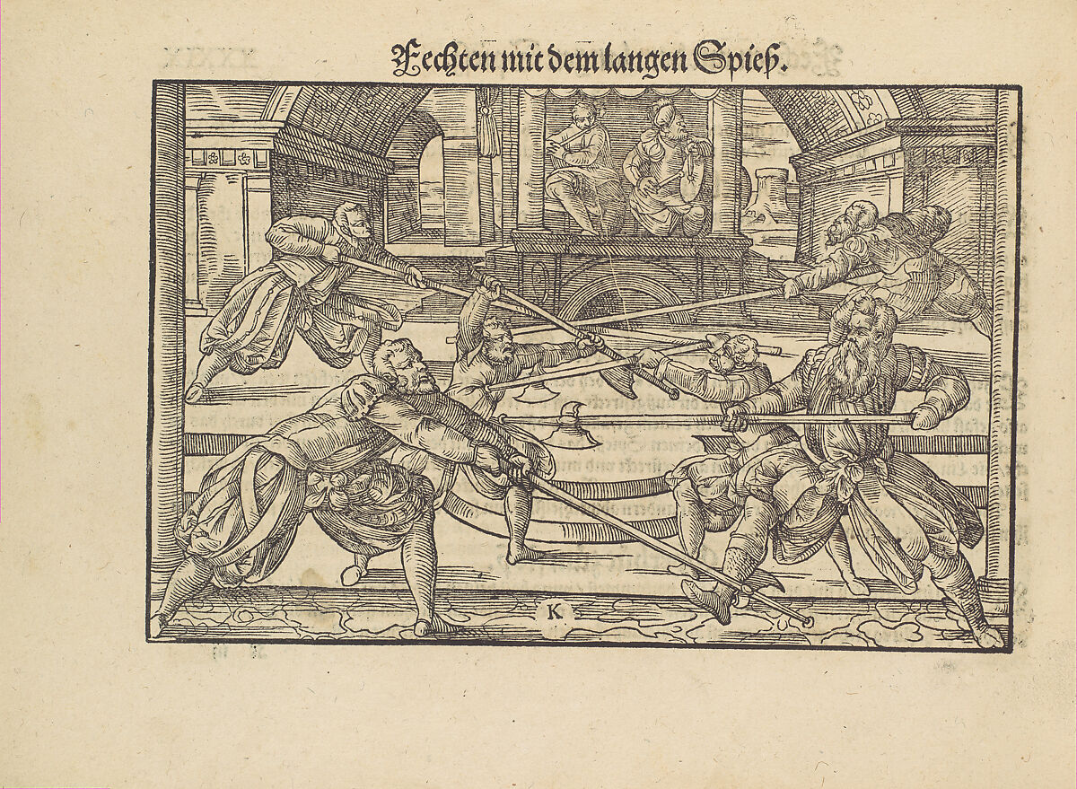 Gründtliche Beschreibung der freyen ritterlichen unnd adelichen Kunst des Fechtens in allerley gebreuchlichen Wehren mit vil schönen und nützlichen Figuren gezieret und fürgestellet (A Thorough Description of the Free Knightly and Noble Art of Fencing, in All the Typical Guards, Adorned and Arranged with Many Beautiful and Useful Figures), Joachim Meyer (German, active 16th–17th century), Ink, paper, German, Strasbourg