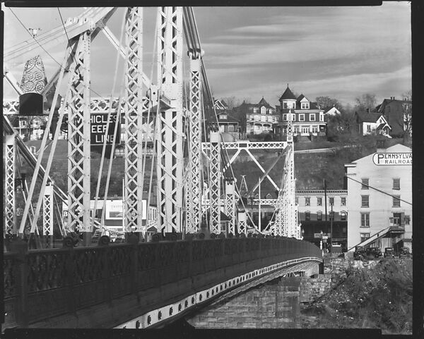 [Bridge Trussing and Houses on Hillside From Easton, Pennsylvania, Phillipsburg, New Jersey], Walker Evans (American, St. Louis, Missouri 1903–1975 New Haven, Connecticut), Film negative 