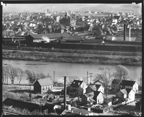 [View of Houses and Factory Buildings on Lehigh River, From Elevated Position, Easton, Pennsylvania], Walker Evans (American, St. Louis, Missouri 1903–1975 New Haven, Connecticut), Film negative 