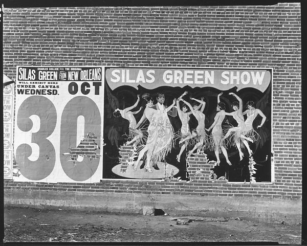 [Torn Poster of Revue Dancers on Brick Wall Advertising "Silas Green Show", Demopolis, Alabama], Walker Evans (American, St. Louis, Missouri 1903–1975 New Haven, Connecticut), Film negative 