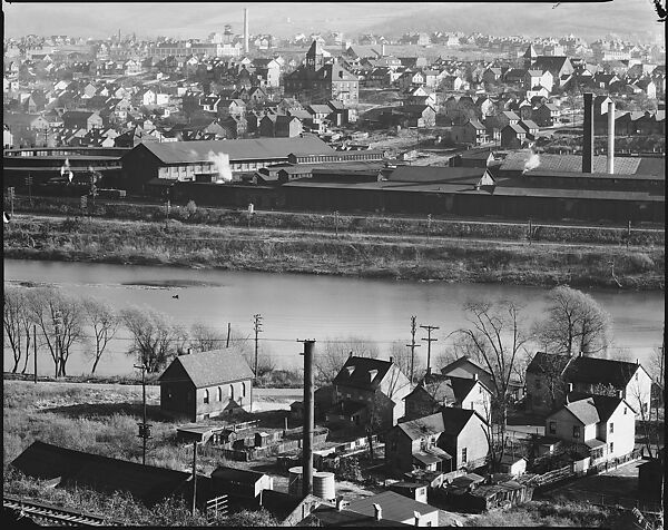[View of Houses and Factory Buildings on Lehigh River, From Elevated Position, Easton, Pennsylvania], Walker Evans (American, St. Louis, Missouri 1903–1975 New Haven, Connecticut), Film negative 