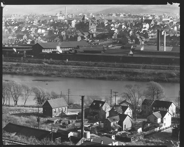 [View of Houses and Factory Buildings on Lehigh River, From Elevated Position, Easton, Pennsylvania], Walker Evans (American, St. Louis, Missouri 1903–1975 New Haven, Connecticut), Film negative 