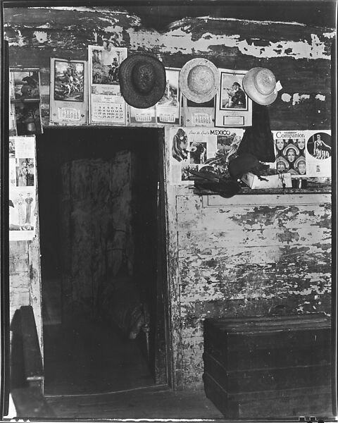 [Advertisements and Straw Hats on Wall around Entrance to Frank Tengle's Bedroom, Hale County, Alabama], Walker Evans (American, St. Louis, Missouri 1903–1975 New Haven, Connecticut), Film negative 