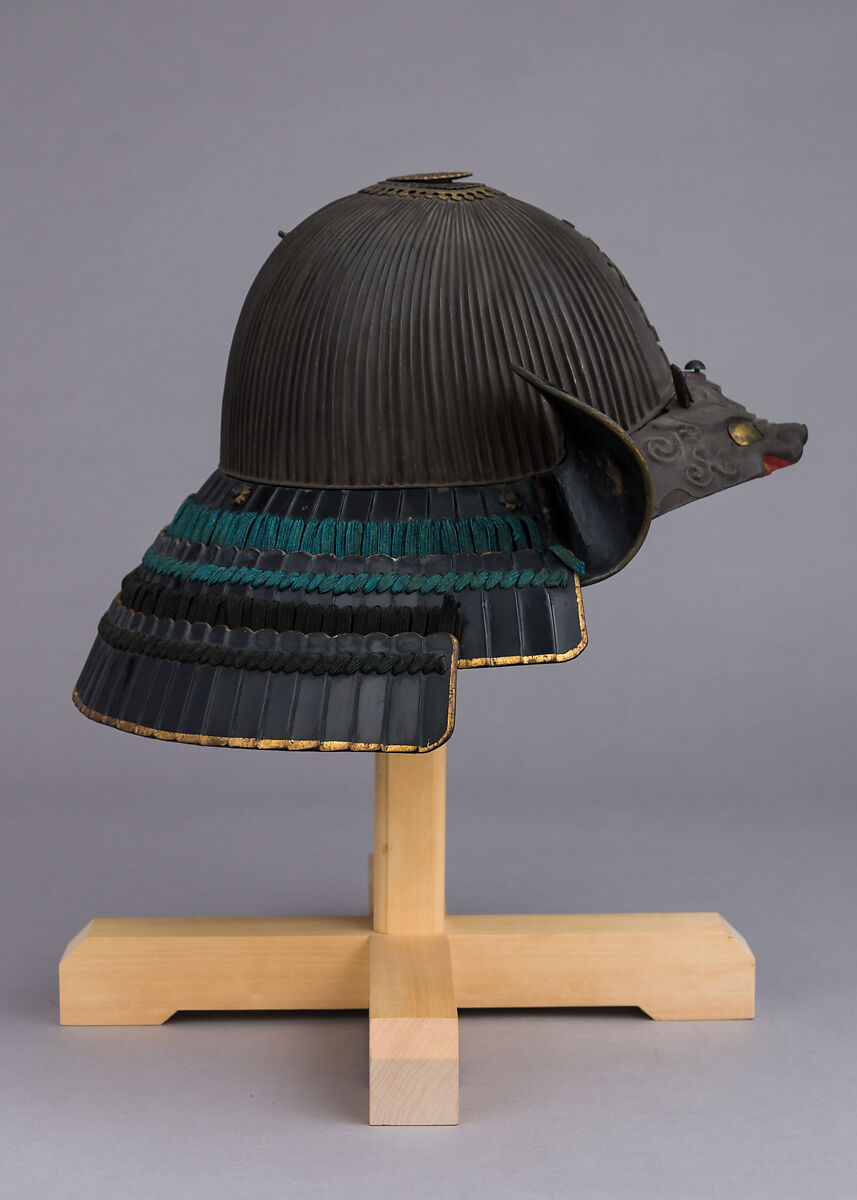 Helmet (<i>Suji-Kabuto</i>), Iron, lacquer, copper, gold, silk, copper-gold alloy (<i>shakudō</i>), Japanese