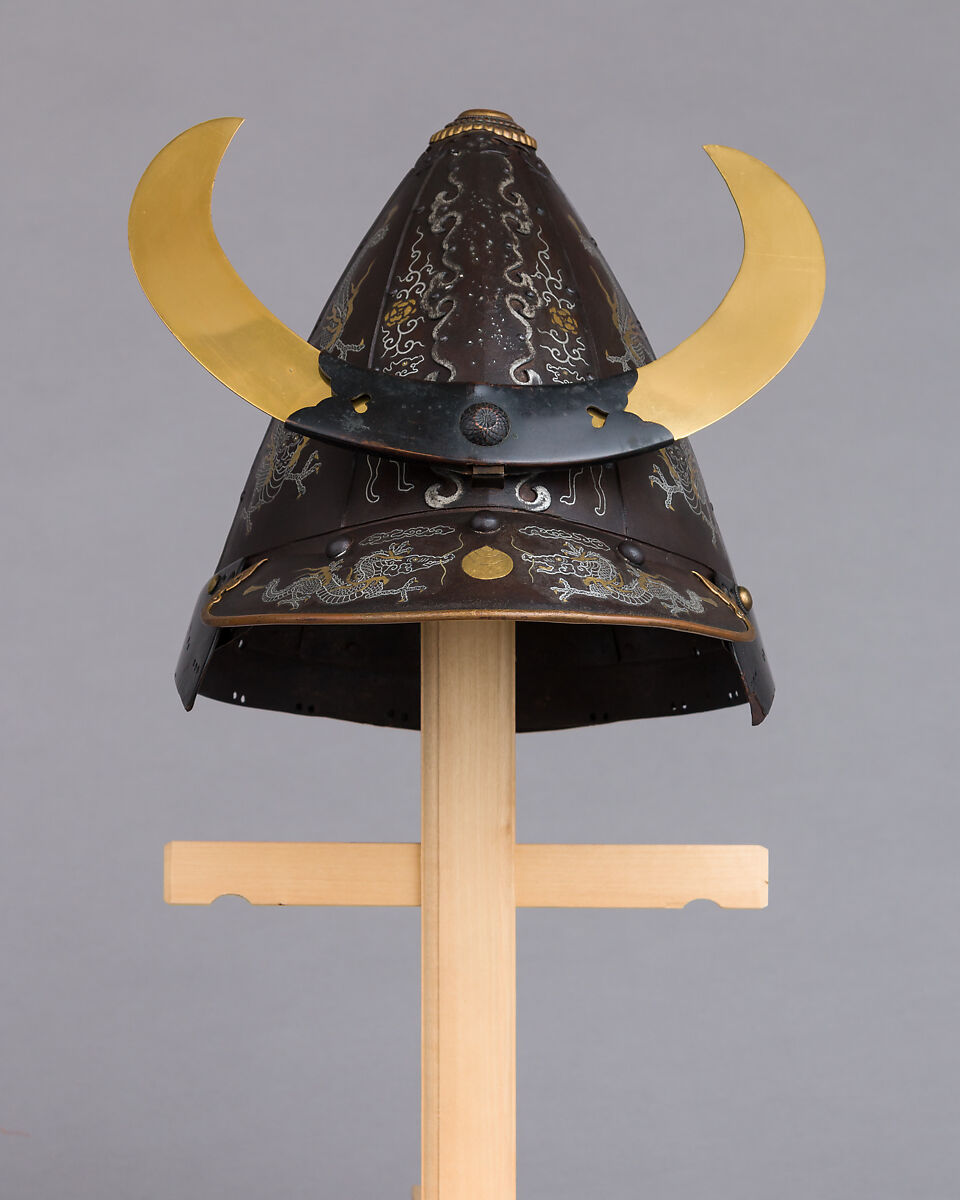 Helmet (<i>Kawari-kabuto</i>) in the Korean Style, Iron, lacquer, copper, silver, gold, Japanese