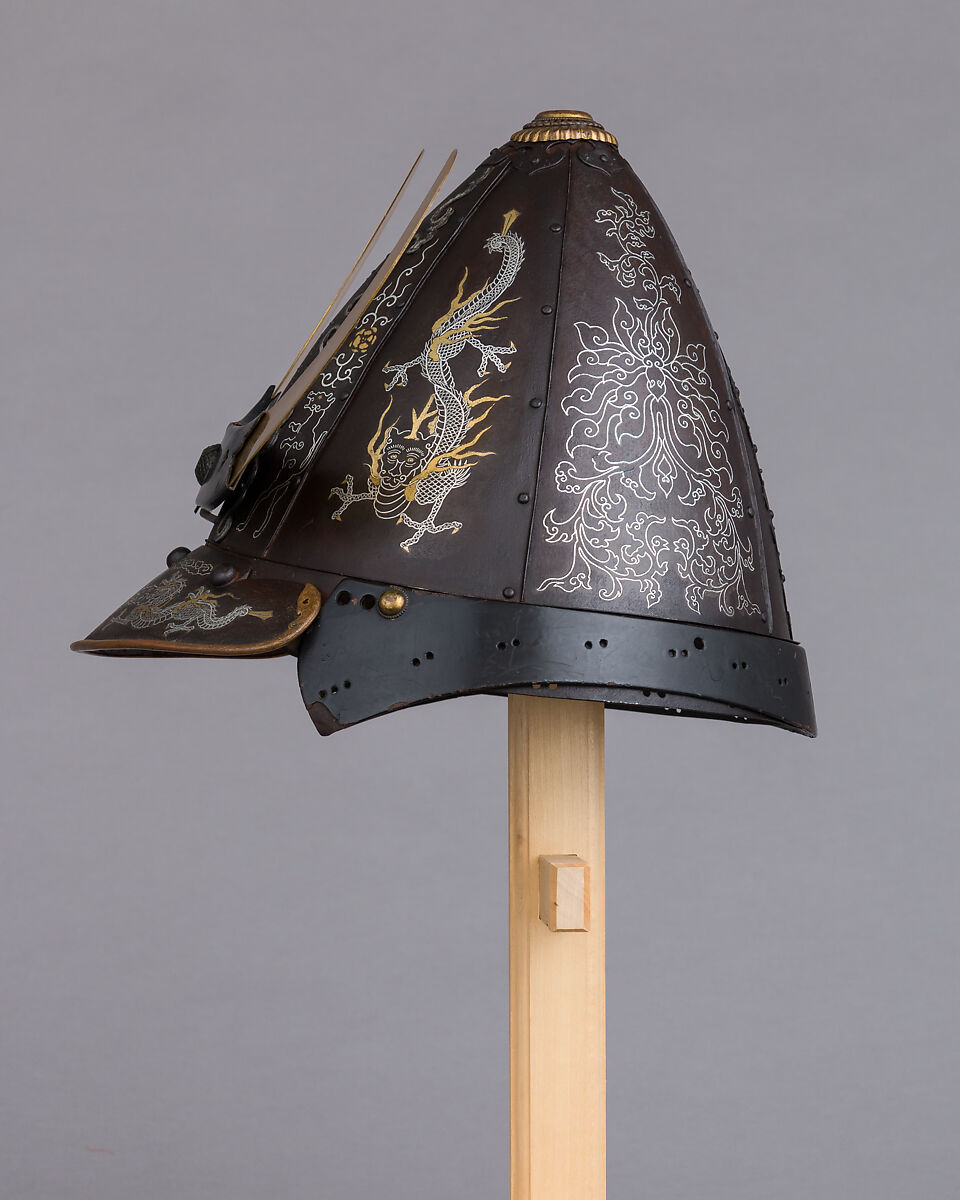 Helmet (<i>Kawari-kabuto</i>) in the Korean Style, Iron, lacquer, copper, silver, gold, Japanese