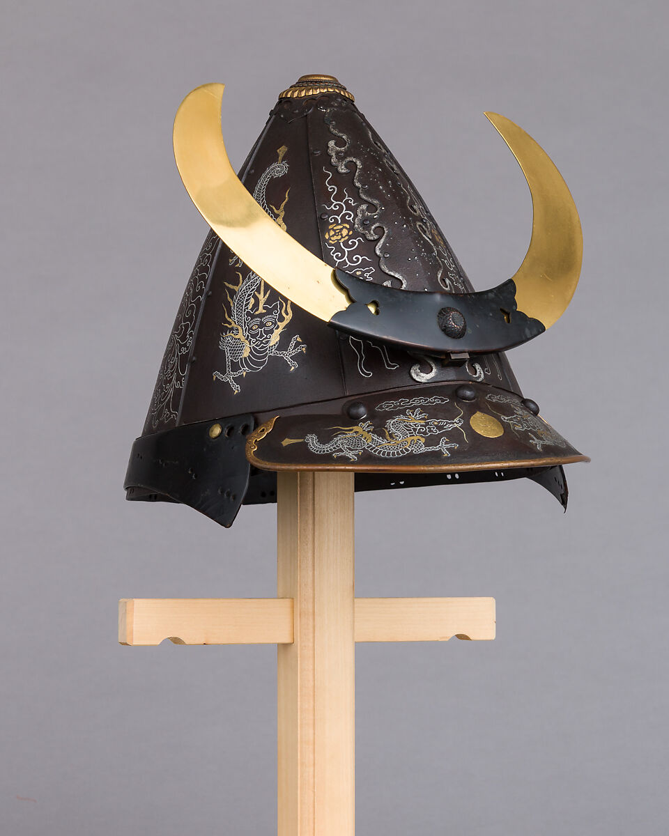 Helmet (<i>Kawari-kabuto</i>) in the Korean Style, Iron, lacquer, copper, silver, gold, Japanese