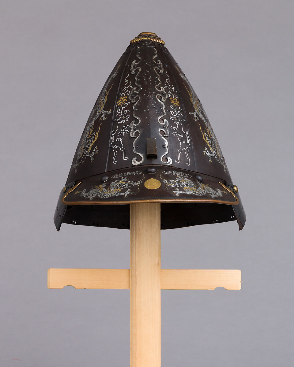 Helmet (<i>Kawari-kabuto</i>) in the Korean Style, Iron, lacquer, copper, silver, gold, Japanese