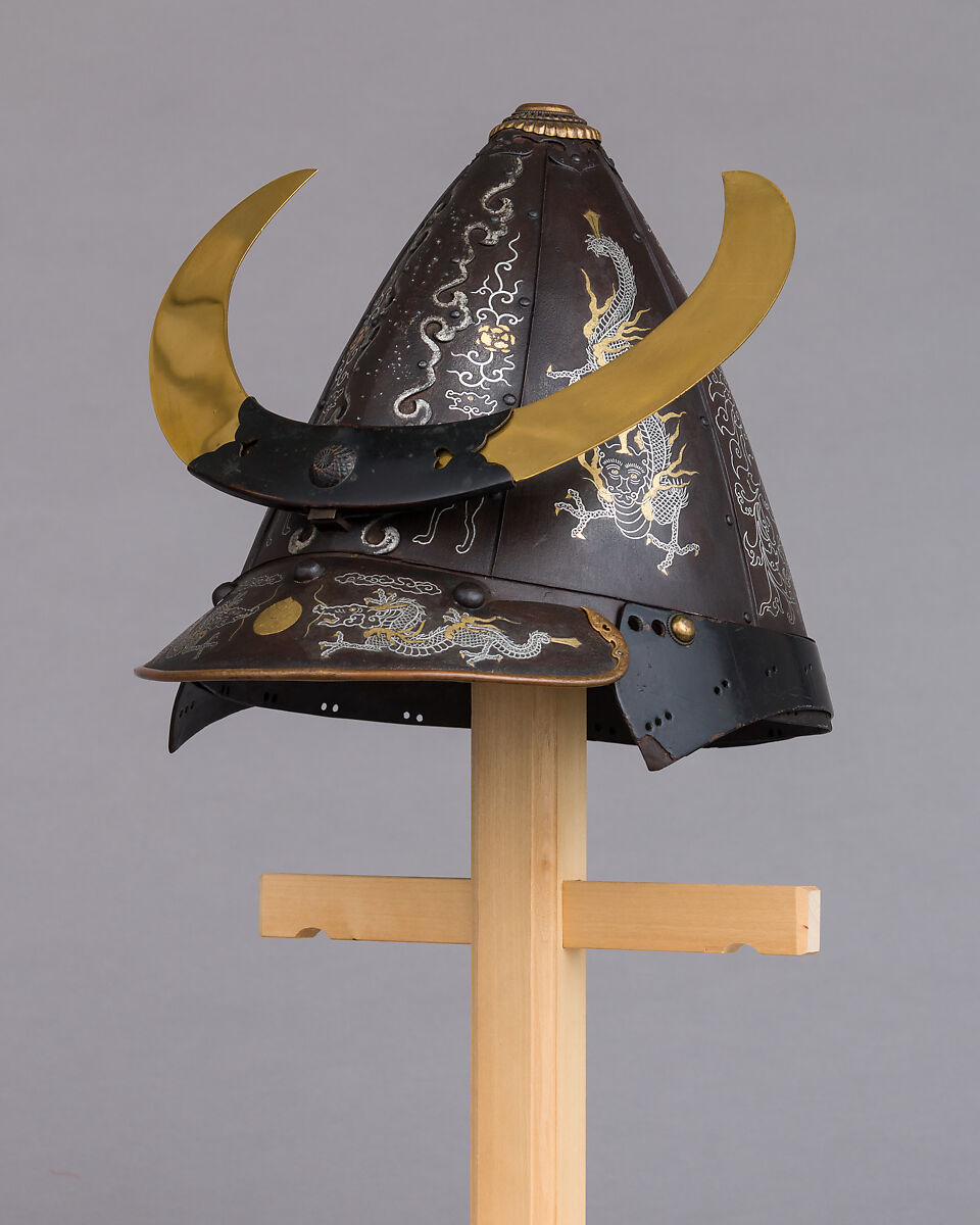 Helmet (<i>Kawari-kabuto</i>) in the Korean Style, Iron, lacquer, copper, silver, gold, Japanese