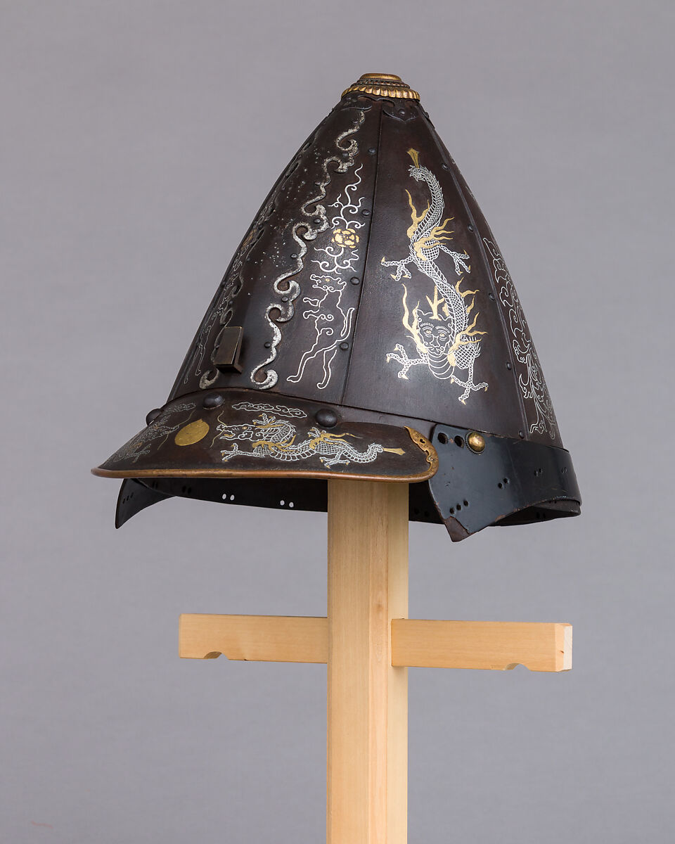 Helmet (<i>Kawari-kabuto</i>) in the Korean Style, Iron, lacquer, copper, silver, gold, Japanese