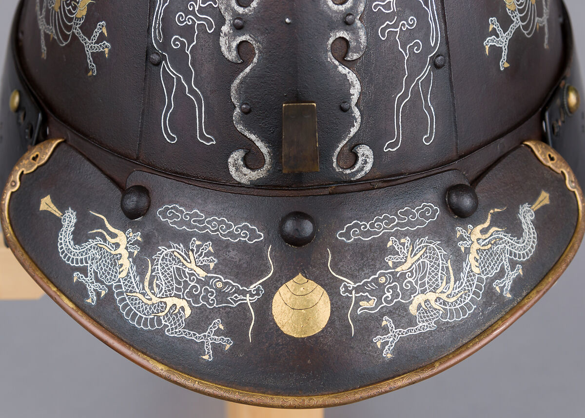 Helmet (<i>Kawari-kabuto</i>) in the Korean Style, Iron, lacquer, copper, silver, gold, Japanese