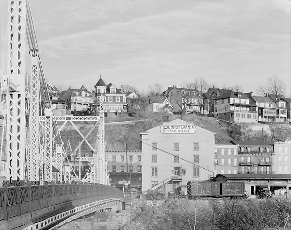 [View of Houses, Railroad Tracks, and Bridge Trussing, From Easton, Pennsylvania, Phillipsburg, New Jersey], Walker Evans (American, St. Louis, Missouri 1903–1975 New Haven, Connecticut), Film negative 