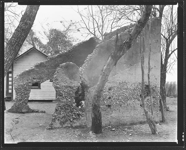 [Tabby Shell Construction Fragment Next to House, St. Mary's, Georgia], Walker Evans (American, St. Louis, Missouri 1903–1975 New Haven, Connecticut), Film negative 