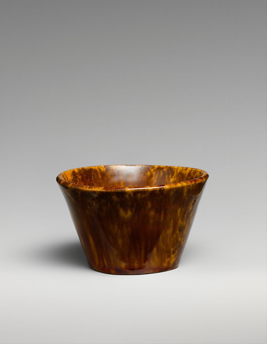 Cup, Mottled brown earthenware, American 