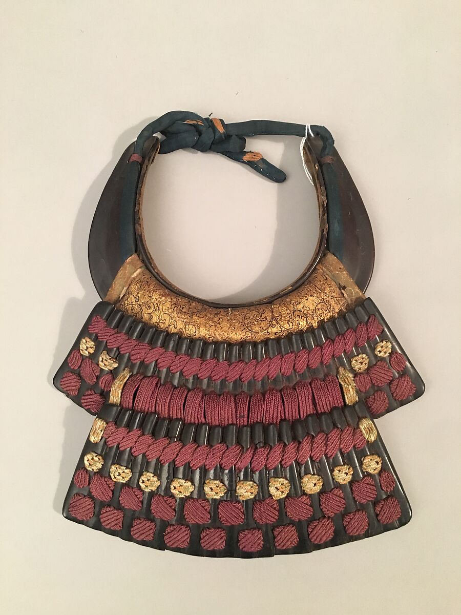 Gorget (<i>Nodowa</i>), Iron, lacquer, leather, gold, silk, Japanese 