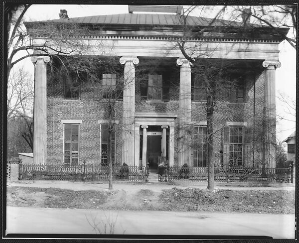[Brick Greek Revival Building with Ionic Capitals], Walker Evans (American, St. Louis, Missouri 1903–1975 New Haven, Connecticut), Film negative 