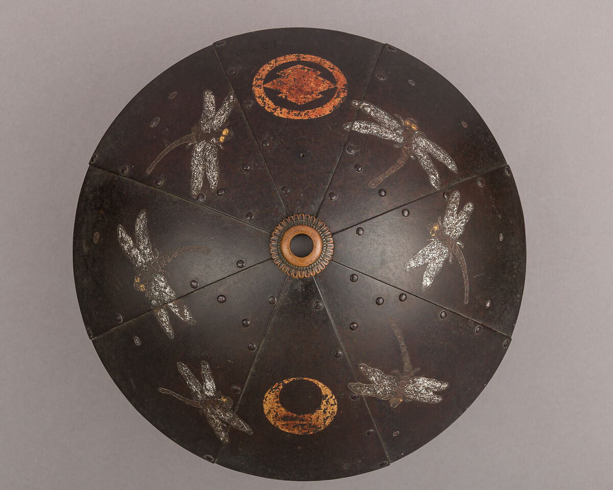 War Hat (<i>Jingasa</i>) of the Ogasawara Family, Iron, copper, gold, lacquer, silver, Japanese