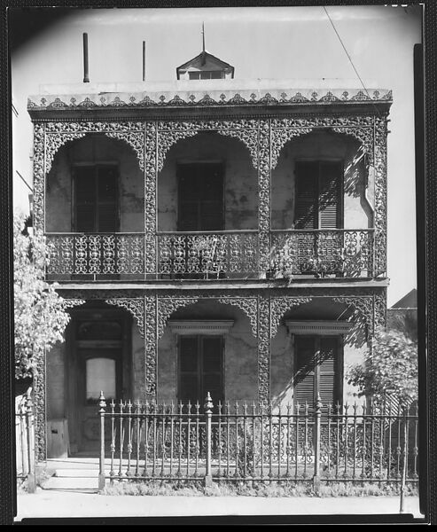 [House with Cast-Iron Grillwork on Balconies, New Orleans, Louisiana], Walker Evans (American, St. Louis, Missouri 1903–1975 New Haven, Connecticut), Film negative 