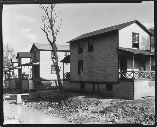 [Row of Clapboard "Company" Houses for Miners Along Creek, Osage, West Virginia], Walker Evans (American, St. Louis, Missouri 1903–1975 New Haven, Connecticut), Film negative 