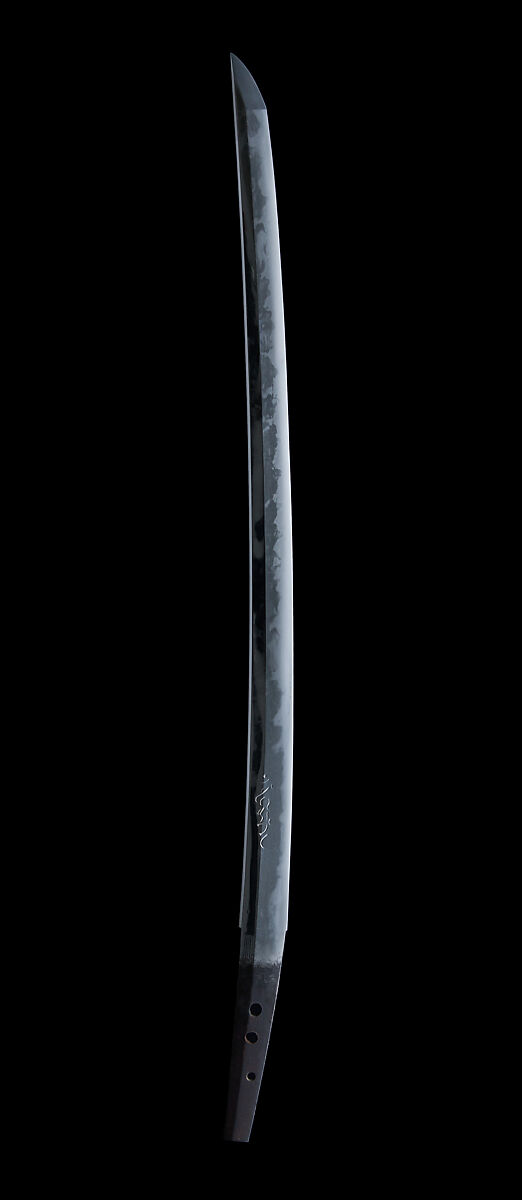 Blade and Mounting for a Short Sword (Wakizashi), Blade attributed to Fusamune of Soshu (Japanese, active ca. late 15th–early 16th century), Steel, wood, lacquer, ray skin (samé), silk, copper-gold alloy (shakudō), gold, silver, Japanese