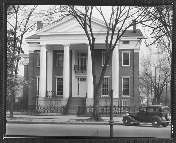 [Brick Greek Revival Building with Parked Car on Street, Augusta, Georgia], Walker Evans (American, St. Louis, Missouri 1903–1975 New Haven, Connecticut), Film negative 