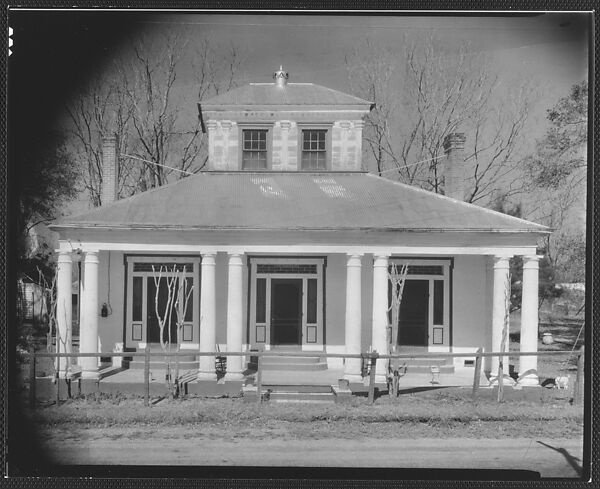 [Building with Paired Doric Columns and Painted Trim Doorways, Louisiana?], Walker Evans (American, St. Louis, Missouri 1903–1975 New Haven, Connecticut), Film negative 