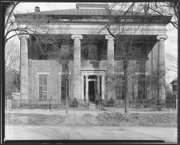 [Brick Greek Revival Building with Ionic Capitals], Walker Evans (American, St. Louis, Missouri 1903–1975 New Haven, Connecticut), Film negative 