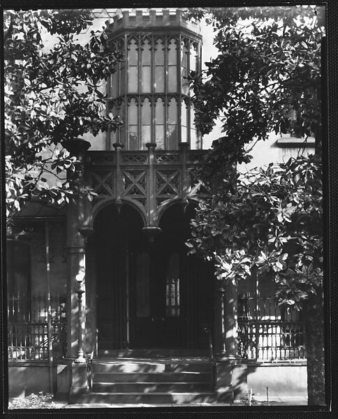 Entry Porch and Second Floor Window of Gothic Revival Building, Charles H. Green House, Savannah, Georgia], Walker Evans (American, St. Louis, Missouri 1903–1975 New Haven, Connecticut), Film negative 