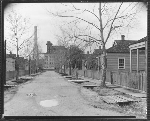 [View Down Street of Workers' Houses Leading to Factory Building], Walker Evans (American, St. Louis, Missouri 1903–1975 New Haven, Connecticut), Film negative 