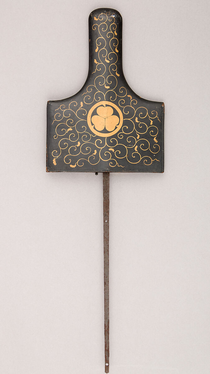 Blade for a Spear (<i>Jūmonji-yari</i>) with Sheath, Blade inscribed by Munemichi (Japanese, active 18th century), Steel, wood, lacquer, gold, copper, Japanese