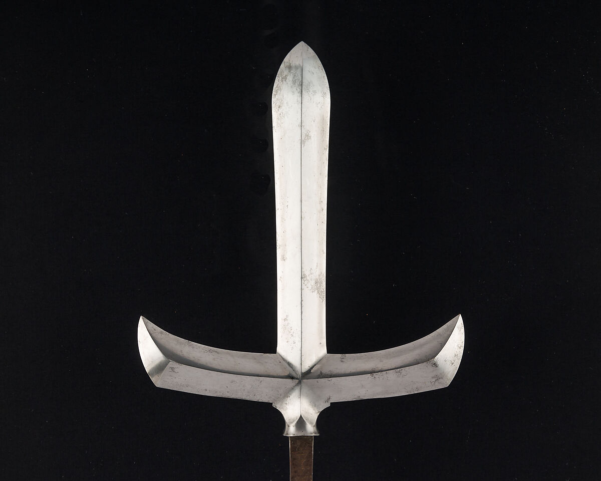 Blade for a Spear (<i>Jūmonji-yari</i>) with Sheath, Blade inscribed by Munemichi (Japanese, active 18th century), Steel, wood, lacquer, gold, copper, Japanese