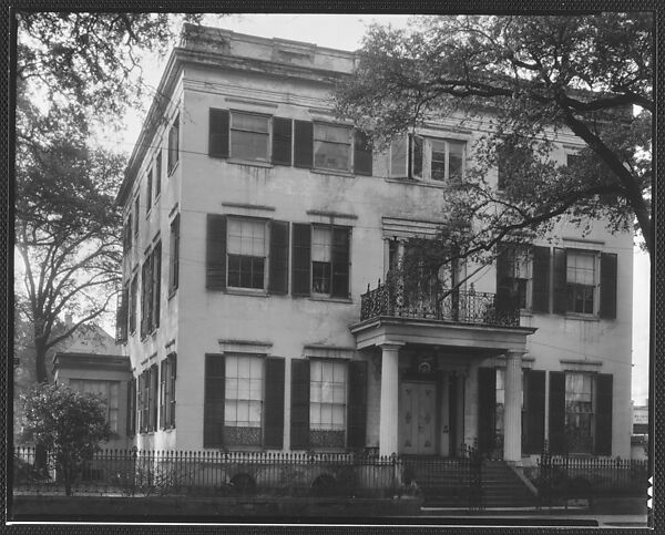 [Greek Revival House with Balcony Over Entry Porch, Savannah, Georgia], Walker Evans (American, St. Louis, Missouri 1903–1975 New Haven, Connecticut), Film negative 