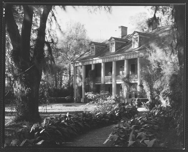 [Brick Greek Revival House with Ivy on Columns, Residence of Weeks Hall, New Iberia, Louisiana], Walker Evans (American, St. Louis, Missouri 1903–1975 New Haven, Connecticut), Film negative 