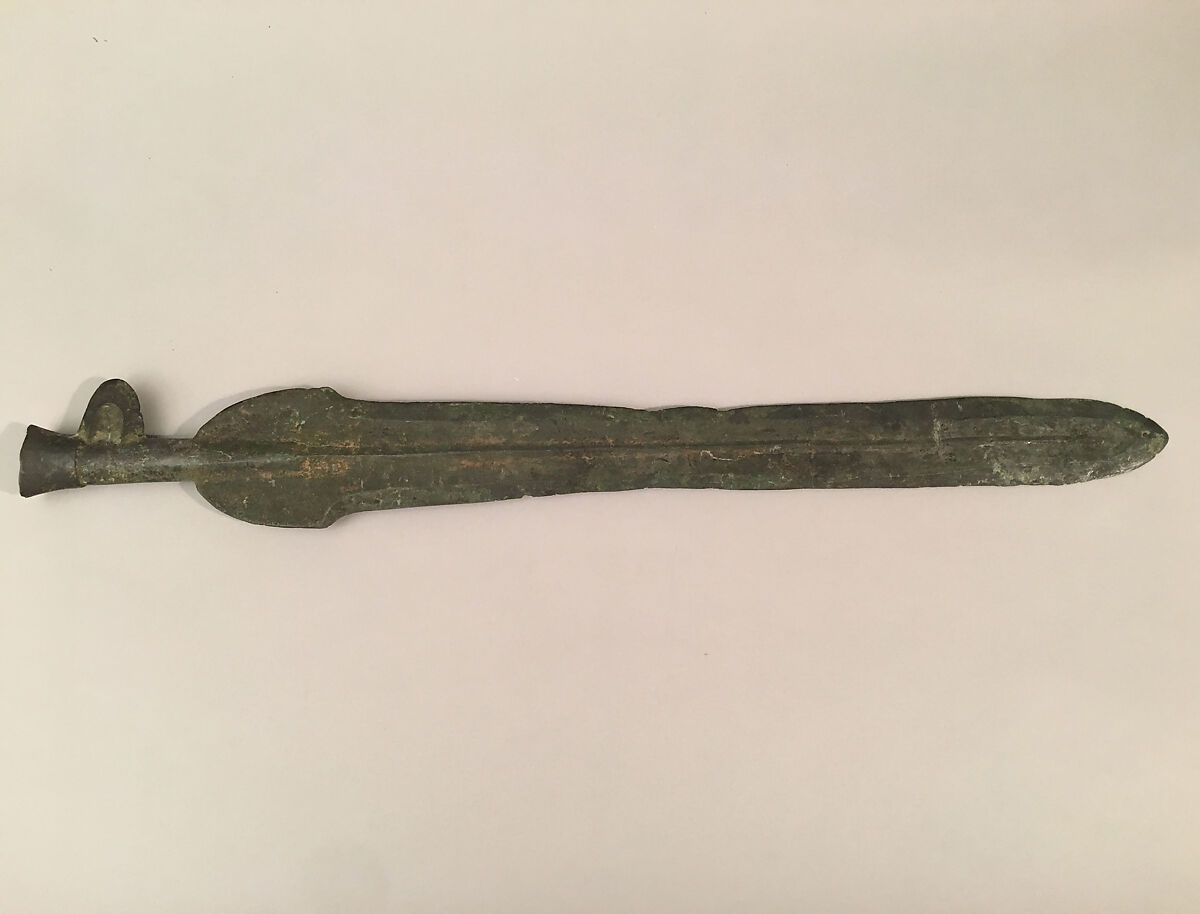 Ceremonial Spearhead (<i>Hoko</i>), Bronze, silk, Japanese 