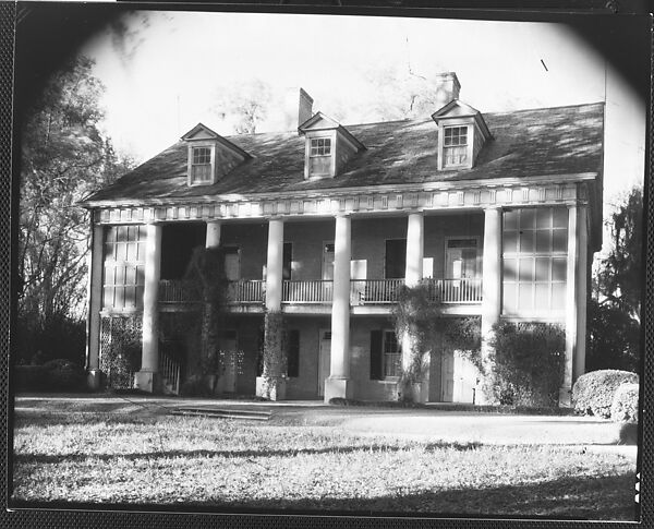 [Brick Greek Revival House with Ivy on Columns, Residence of Weeks Hall, New Iberia, Louisiana], Walker Evans (American, St. Louis, Missouri 1903–1975 New Haven, Connecticut), Film negative 