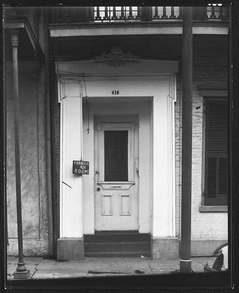 [Greek Revival Doorway with Sign for Furnished Rooms, New Orleans, Louisiana], Walker Evans (American, St. Louis, Missouri 1903–1975 New Haven, Connecticut), Film negative 