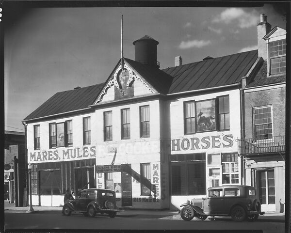 [Lum Brothers Stables with Parked Cars on Street, Natchez, Mississippi], Walker Evans (American, St. Louis, Missouri 1903–1975 New Haven, Connecticut), Film negative 