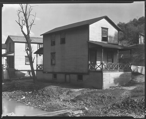 [Row of Clapboard "Company" Houses for Miners Along Creek, Osage, West Virginia], Walker Evans (American, St. Louis, Missouri 1903–1975 New Haven, Connecticut), Film negative 