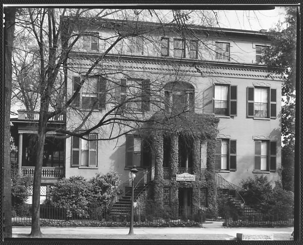 [Brick Greek Revival Building with Ivy-Covered Entry Porch, Funeral Home, Augusta, Georgia], Walker Evans (American, St. Louis, Missouri 1903–1975 New Haven, Connecticut), Film negative 