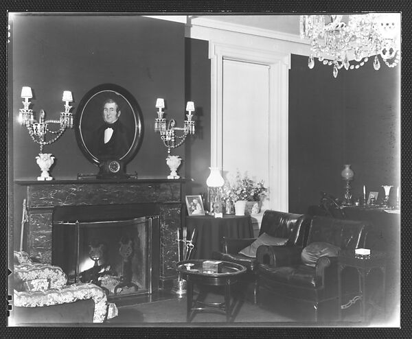 [View of Library Showing Fireplace, Residence of Gifford Cochran, Croton Falls, New York], Walker Evans (American, St. Louis, Missouri 1903–1975 New Haven, Connecticut), Film negative 