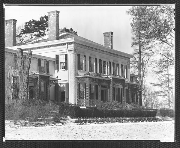 [Greek Revival House With Cast-Iron Porch, Residence of Gifford Cochran, Croton Falls, New York], Walker Evans (American, St. Louis, Missouri 1903–1975 New Haven, Connecticut), Film negative 