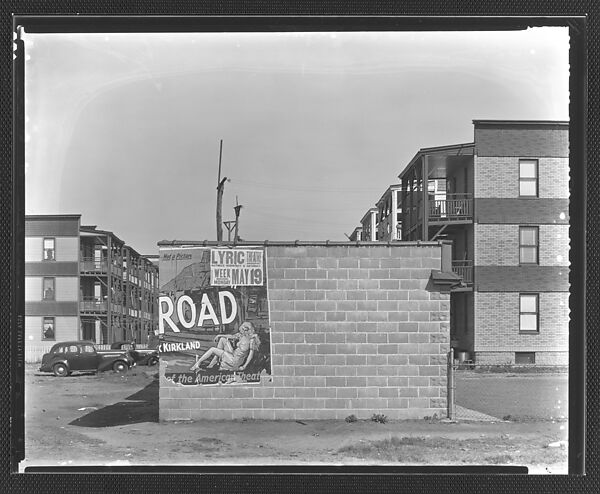[Movie Poster for "Tobacco Road" on Brick Wall in Front of Tenements, Bridgeport, Connecticut], Walker Evans (American, St. Louis, Missouri 1903–1975 New Haven, Connecticut), Film negative 